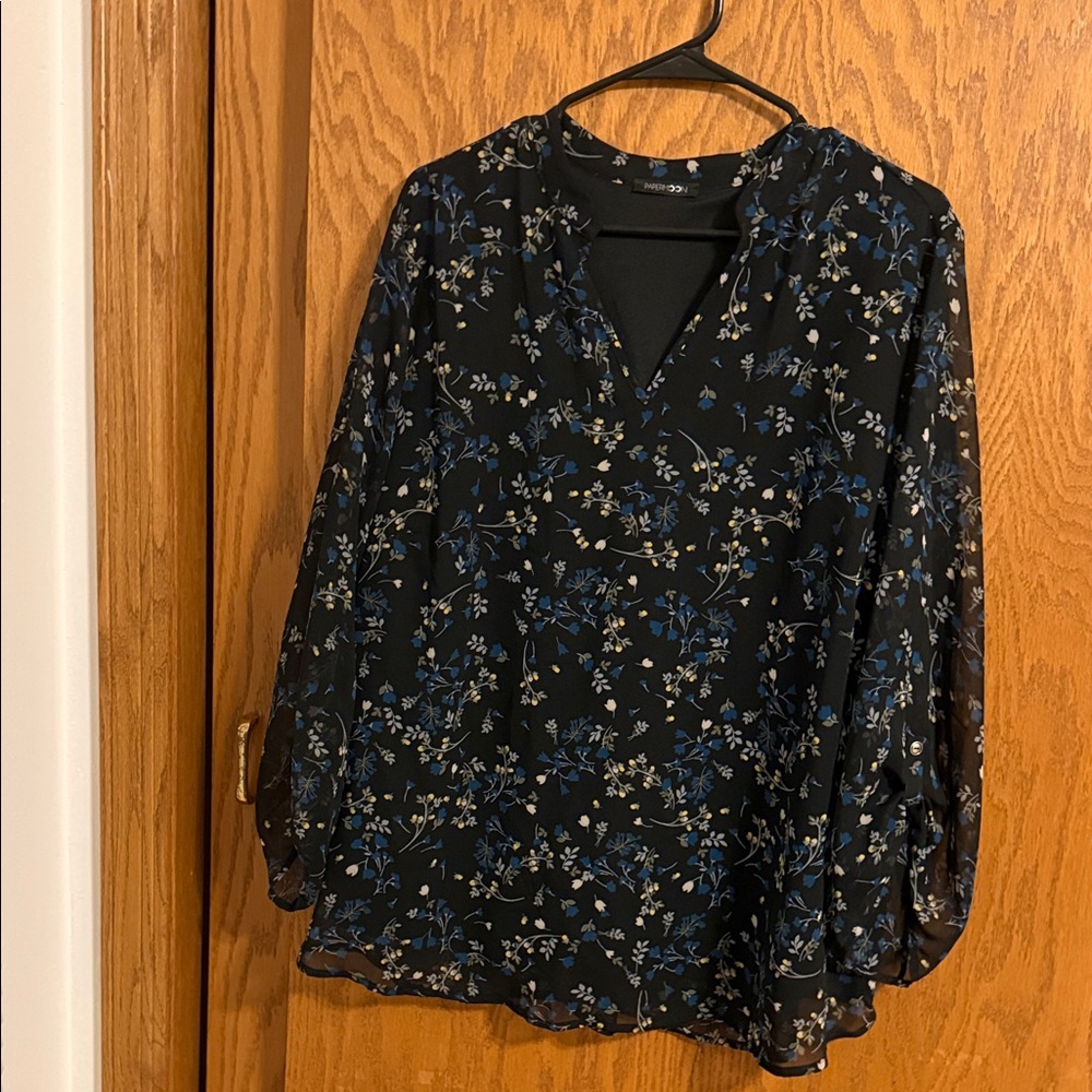 Papermoon Black and Blue Floral Blouse